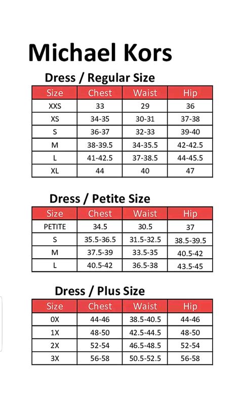 michael kors size chart jackets.